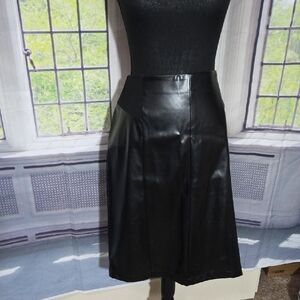 INC International Concepts Glossy Black Midi Skirt